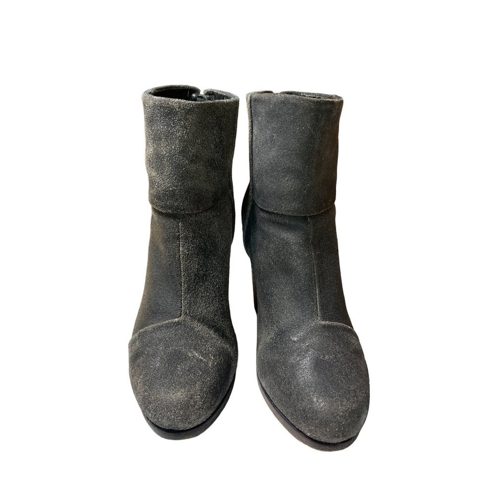 Rag & Bone Newbury Distressed Leather Heeled Ankle Booties Gray Women’s Sz. 36 - Picture 2 of 8